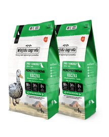 WIEJSKA ZAGRODA Trockenfutter mit Ente Monoprotein für adulte Hunde M/L getreidefrei 2x6 kg