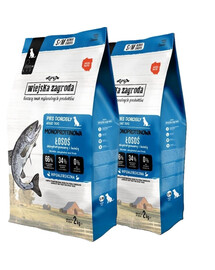 WIEJSKA ZAGRODA Trockenfutter mit Lachs Monoprotein für adulte Hunde S/M getreidefrei 2x2 kg