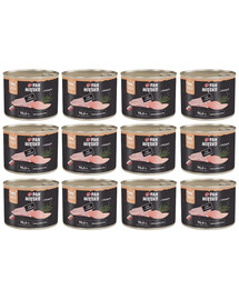 PAN MIĘSKO Nassfutter mit Pute, Kaninchen und Thymian für adulte Katzen hypoallergen 12x200 g