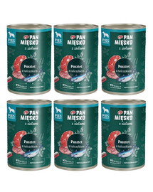 PAN MIĘSKO mit Kräutern Pastete mit Thunfisch für adulte Hunde hypoallergen 6x400 g