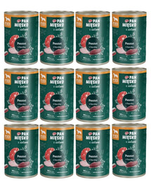 PAN MIĘSKO mit Kräutern Nassfutter Pastete mit Ente für adulte Hunde 12x400 g