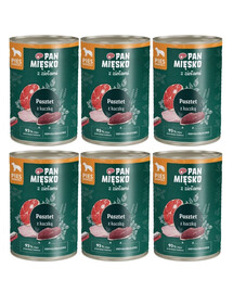 PAN MIĘSKO mit Kräutern Nassfutter Pastete mit Ente für adulte Hunde 6x400 g