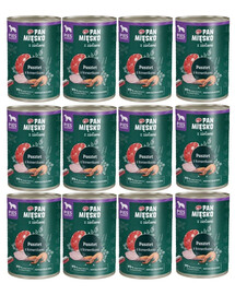 PAN MIĘSKO mit Kräutern Pastete mit Garnelen für adulte Hunde hypoallergen 12x400 g