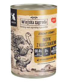 WIEJSKA ZAGRODA Nassfutter Pute mit Huhn für Kätzchen getreidefrei 24x400g