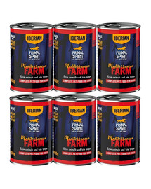PRIMAL SPIRIT Iberian Mediterranean Farm Nassfutter mit Huhn und Schweinefleisch für adulte Hunde 6x400 g