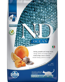 FARMINA N&D Ocean Trockenfutter mit Hering, Kürbis und Orange für adulte Katzen 50 g