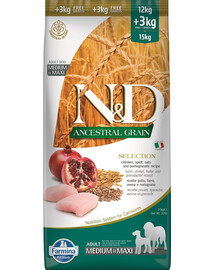 N&D Ancestral Selection dog chicken and pomegranate adult medium&maxi 15 kg