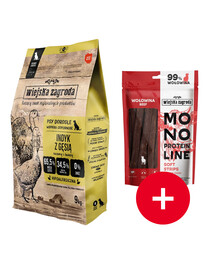 WIEJSKA ZAGRODA Trockenfutter Pute mit Gans für adulte Hunde M getreidefrei 9 kg + Snack GRATIS