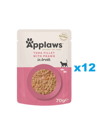 APPLAWS Cat Adult Pouch Tuna Fillet with Prawns in Broth tuńczyk i krewetki tygrysie w bulionie 12x70 g
