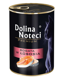 DOLINA NOTECI Premium Bogata w łososia dla kotów dorosłych 24x400 g