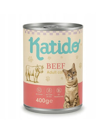 KATIDO Adult Cat Beef Nassfutter Rind mit Lachsöl für Katzen 400 g