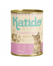 KATIDO Adult Cat Turkey and Duck Nassfutter Pute und Ente mit Lachsöl für Katzen 400 g