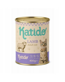 KATIDO Adult Cat Lamb Nassfutter Lamm mit Lachsöl für Katzen 400g