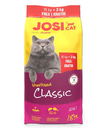 JOSERA JosiCat Classic Sterilised Trockenfutter für kastrierte Katzen 15kg + 3kg Gratis