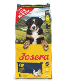 JOSERA Junior Kids für junge Hunde mittelgroßer und großer Rassen 12,5kg + 2,5kg Gratis