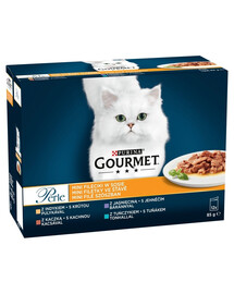 PURINA Perle Mini Filetstücke in Soße Truthahn, Ente, Lamm und Thunfisch, Nassfutter für Katzen 12x85g