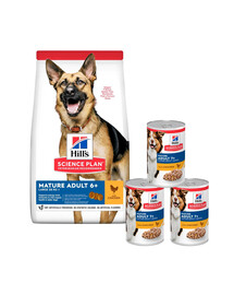 HILL'S Science Plan Canine Mature Adult 6+ Large breed Chicken 18 kg für ältere Hunde großer Rassen + 3 Dosen GRATIS