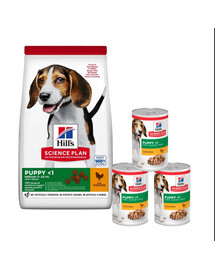 HILL'S Science Plan Canine Puppy Medium Chicken 18 kg für Hunde mittlerer Rassen mit Huhn + 3 Dosen GRATIS