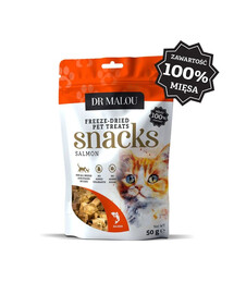 DR MALOU Fleischwürfel 100% gefriergetrocknetes Lachsfleisch Snacks für Katzen 50g