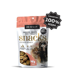 DR MALOU 100% gefriergetrocknete Hühnerherzen Snacks für Hunde und Katzen 150g