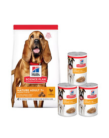 HILL'S Science Plan 7+ Dog Mature Light Medium Chicken 14 kg für ältere Hunde + 3 Dosen GRATIS