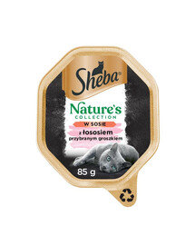 SHEBA Nature’s Collection Nassfutter mit Lachs und Erbsen in Soße für adulte Katzen 22x85g