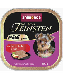 ANIMONDA Vom Feinsten Nassfutter mit Pute, Kalb und Apfel für junge kleine Hunde 100g