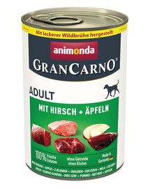 ANIMONDA GranCarno Nassfutter mit Hirsch und Apfel für adulte Hunde getreidefrei 24x400g