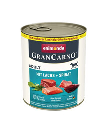 ANIMONDA GranCarno Nassfutter mit Lachs und Spinat für adulte Hunde getreidefrei 24x800g