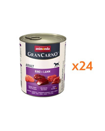 ANIMONDA GranCarno Nassfutter mit Rind und Lamm für adulte Hunde getreidefrei 24x800g