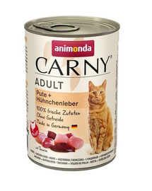 ANIMONDA Carny Nassfutter mit Pute und Hühnchenleber für adulte Katzen getreidefrei 24x400 g