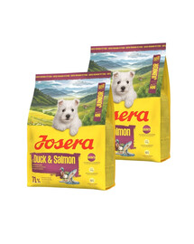 JOSERA Duck and Salmon Junior Mini für die gesunde Entwicklung von Welpen kleiner Rassen 2x900g