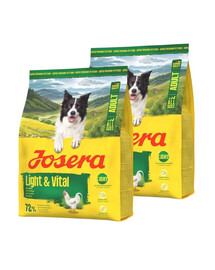 JOSERA Light Vital Trockenfutter mit Huhn Unterstützung der Gewichtskontrolle für adulte Hunde alle Rassen 2x900g