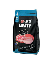 MR MEATY Veal with Quail Trockenfutter mit Kalb und Wachtel für Welpen L hypoallergen 3 kg