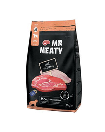MR MEATY Veal with Turkey Trockenfutter mit Kalb und Truthahn für adulte Hunde M hypoallergen 9 kg
