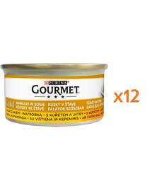 GOURMET Gold Nassfutter mit Huhn und Leber in Soße für adulte Katzen 12x85 g