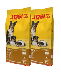 JOSERA JosiDog Family Trockenfutter für Hündinnen im Welpenalter, säugende Hündinnen und heranwachsende Hunde 2x15 kg