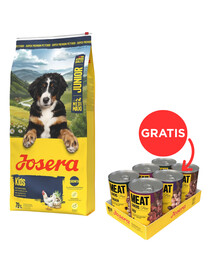 JOSERA Junior Kids 12,5kg + JOSERA Meat Lovers Pure 6x400g GRATIS