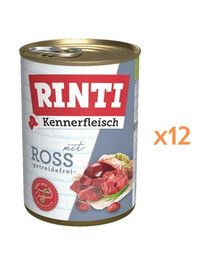 RINTI Kennerfleisch Nassfutter mit Pferdefleisch für adulte Hunde getreidefrei 12x400 g