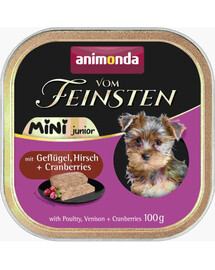 ANIMONDA Vom Feinsten Nassfutter mit Geflügel, Wild und Cranberry für Welpen kleiner Rassen 6x100g