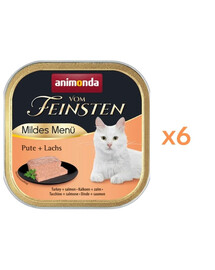 ANIMONDA Vom Feinsten Mildes Menü Nassfutter mit Pute und Lachs für adulte Katzen 6x100g