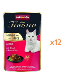 ANIMONDA Vom Feinsten Fines mit Filets Nassfutter mit Rind und Putenfilet für adulte Katzen 12x85g
