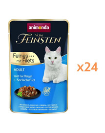 ANIMONDA Vom Feinsten Fines mit Filets Nassfutter mit Geflügel und Seelachsfilet für adulte Katzen 24x85g