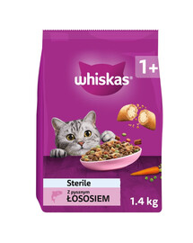 WHISKAS Sterile Trockenfutter mit Lachs  für Katzen nach der Kastration 3x1,4 kg
