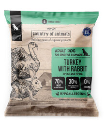 COUNTRY OF ANIMALS Trockenfutter Truthahn mit Kaninchen für adulte M Hunde 50g