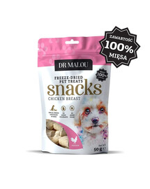 DR MALOU Gefriergetrocknet Hühnerbrust Fleischwürfel Snacks für Hunde 2x50g