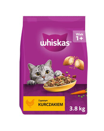 WHISKAS Trockenfutter mit Huhn für adulte Kaztzen 3x3,8 kg