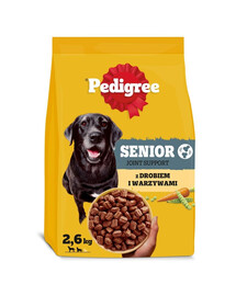 PEDIGREE Senior Trockenfutter mit Geflügel und Gemüse für ältere Hunde 3x2,6 kg