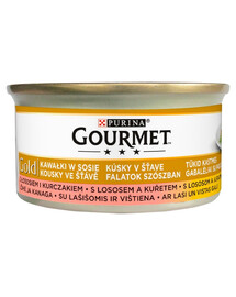 GOURMET Gold Nassfutter mit Lachs und Huhn in Soße für adulte Katzen 12x85 g