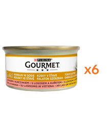GOURMET Gold Nassfutter mit Lachs und Huhn in Soße für adulte Katzen 6x85 g